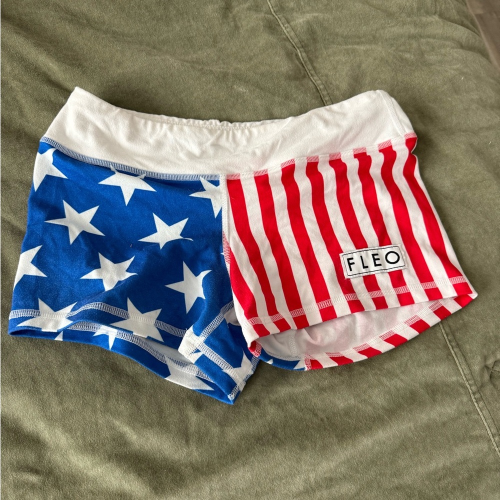 Fleo Red, White, and Blue Athletic Shorts